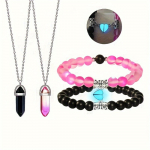 Helendav s&uuml;damega sobiv k&auml;ev&otilde;ru 2 tk + 2 tk kaelakee vintage boheemlas stiilis &ndash; sobib meestele ja naistele &ndash; parima s&otilde;bra ehtekomplekt, kingitus paarile