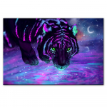 Galaxy Stars Tiger Canvas Plakatitr&uuml;kk Loomade seinamaaling Elutuba Moodne dekoratiivmaal 20x30cm