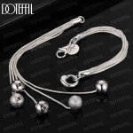 925 h&otilde;bedane mitme ussiga kett, j&auml;&auml;tunud sileda helmega ripats k&auml;ev&otilde;ru Moodsad pulmaehted 20CM