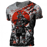 Jaapani Samurai T-s&auml;rk 3D Jaapani stiilis prindiga L&uuml;hikeste varrukatega Topid T-s&auml;rgid Vabaaja Retro Meeste T-s&auml;rk Oversized Vintage meester&otilde;ivad S