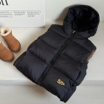 Laste vest s&uuml;gis- ja talvine l&uuml;hike kapuutsiga vabaaja paksendatud soe lasteriided 120cm must