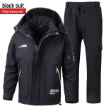 Meeste ja naiste tuulekindel veekindel paksendatud sametist talvejope &uuml;likond &ndash; k&uuml;lmakindel soe t&ouml;&ouml;riietus v&auml;listingimustes. M165 must