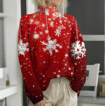 J&otilde;ulud naiste kampsunid kootud kampsun armas s&auml;rk s&uuml;gise kaelusega pullover Topid XXXL punane