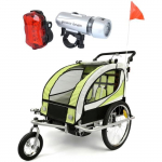Remorque v&eacute;lo enfant - vanker - 2 kohta - avec amortisseur - citron vert