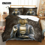 Buddha Tekikate Komplekt Kuninglik Suurus Kuldne Mandala Aasia Kultuuri Teema Voodipesu Komplekt Mikrokiud Eksootiline Retro Stiil Tekikate EU single(135x200cm)