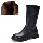 Johnature Ehtne Nahk K&otilde;rged Saapad K&uuml;lgmine T&otilde;mblukk R&uuml;&uuml;tlisaapad Pools&auml;&auml;rega Saapad Pl&uuml;&uuml;sist Naiste Saapad 39-Plush must