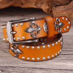 Kvaliteetne Metallniit Neet Kauboi V&ouml;&ouml; T&auml;isnahast Lehma Nahast Meeste V&ouml;&ouml; Punk Neet Teksap&uuml;kste V&ouml;&ouml;d Meestele 105cm kollane