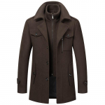Meeste tuulejope S&uuml;gis Talv Meeste villane pikk mantel Meeste trenchcoat M pruun