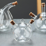 Oil and Vinegar Glass Bottle,Soy Sauce Dispenser,Sauce Bottle,Transparent,2 in 1