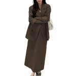 2 tk/komplekt Naiste &uuml;likond Mantel Seelikukomplekt Kahe n&ouml;&ouml;biga Pikkade varrukatega Rev&auml;&auml;riga Keskmise pikkusega Jakk K&otilde;rge v&ouml;&ouml;kohaga Lahtine Seelikukomplekt Ametlik &Auml;ristiilis Riietus S kohv