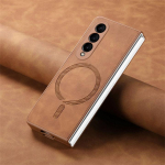 Magsafe &uuml;mbris Samsung Galaxy Z Fold 6 5 4 mattnahast juhtmevaba laadimisega telefoni kate Samsung Z Fold6 Fold5 Fold4 jaoks Galaxy Z Fold 6 pruun