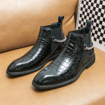 2024 Uued Krokodillimustrilised Keskmise s&auml;&auml;rega Ankle Boots K&uuml;ps-Noor Kleitsaapad Meeste Saapad Kena L&uuml;hikesed Saapad &Auml;ri Meeste Talvesaapad 39 must