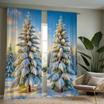 2 t&uuml;kki HD digitaalset kardinat, tr&uuml;kitud valge lipsuga lumehelbe j&otilde;ulupuu kodukaunistusstiil, kaunistatud elutuba, magamistuba th W52H63inchW132H160cm