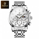 BINBOND Luksuslik kvartskell meestele Kuufaasi kronograafiga Helendav Veekindel Roostevaba teras Klassikalised &Auml;ri Meeste K&auml;ekellad sinine/h&otilde;be