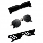 Sheomy Unisex Combo pakkumine 3 tooni prillidega ruudukujulised p&auml;ikeseprillid ristk&uuml;lik retro vintage kitsad naised::Mehed , HBW-010