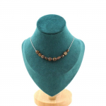 Pierres et Min&eacute;raux. Collier 10 perles Bronzite du Br&eacute;sil. Chaine en acier inoxydable Collier femmes, hommes. Taille personnalisabl