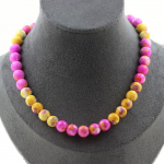 Pierres et Min&eacute;raux. Collier perles Jaspe rose jaune + Jaspe jaune violet 8 mm. Chaine en Collier femmes, hommes. Taille personnali