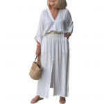 Naiste kleit Kolmveerandvarrukatega V-kaelusega &Uuml;hev&auml;rviline L&otilde;hikuga &auml;&auml;rega Vaba Maksikleit Liibuva v&ouml;&ouml;kohaga Vabaaja Tutvumiskleit Suvine Rannapeo Riietus L must