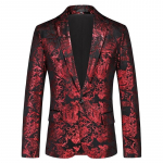 Mugavad pulmas&auml;rgid meestele Ternos Masculino Kuldne pronksitud lillemuster Moda Hombre Meeste s&auml;rgid Kitsas elegantne jakk Mantlid M punane
