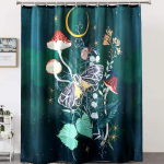 Seene du&scaron;ikardin Trippy Psychedelic Teal Plant Botanic Mushroom Starry Fantasy Wonderland Forest veekindlad vannitoakomplektid W90xH180cm