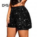 Naiste l&uuml;hikesed p&uuml;ksid k&otilde;rge v&ouml;&ouml;kohaga s&auml;delevad litrid elastne v&ouml;&ouml;koht Slim Fit sirged minip&uuml;ksid Club Party Dance l&uuml;hikesed p&uuml;ksid vabaaja suvep&uuml;ksid M must