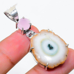 Solar Quartz, Chalcedony 925 Sterling Silver Jewelry Pendant 1.89 k3u66