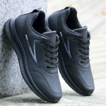 Meeste veekindlad mustad nahast jooksujalatsid &ndash; pehme tald, s&uuml;gis-/talvised vabaajaspordijalatsid 42