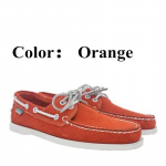 Meeste ehtsast nubuknahast Docksides vabaaja paadikingad, br&auml;ndidisaineri lamedad mokassiinid Homme Femme oranžiks X130 36