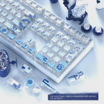 L&auml;bipaistvate kristallvalgusefektidega sini-valge portselanist gradient-PBT klahvikorgi komplekt mehaaniliste klaviatuuride jaoks (61/87/108 V&otilde;tmed) 37.5x15.5x3 cm