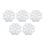 5 tk P&auml;evalille tikandiga plaaster Isekleepuv Mini V&auml;rviline Lille Tikandiga Plaaster DIY Riiete Kleidi M&uuml;tsi Jope Teksap&uuml;kste Seljakoti Dekoratiivne Applikatsioon valge