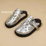 Naiste sussid, platvorm, needid, punkrokk, nahast muulad, loomingulised metallist liitmikud, vabaaja peokingad, naistele m&otilde;eldud lium&auml;ed 35