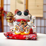 7-tolline &otilde;nnekassikujuke Feng Shui &otilde;nnekass keraamiline elektriline lehvitav k&auml;si aarepood kingitus &otilde;nn kodu pidulik k&auml;sit&ouml;&ouml; 18x12x17CM