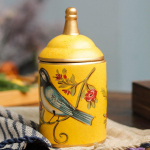 Keraamiline Linnu Hoiukarp &ndash; Retro Maalitud Suhkru, Tee, Kommi Korraldaja K&ouml;&ouml;gi Kaunistamiseks Yellow