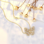 Liblika kaelakee naistele, moeka iseloomuga, kergelt inkrusteeritud teemantidega rangluukett kaelakee, temperamendikas, mitmek&uuml;lgne