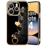Kaitse&uuml;mbris Xiaomi Redmi Note 14 5G jaoks (mitte 4G jaoks) Silikoonist motiiv C&oelig;ur kriimustusvastane k&auml;epaelaga - Must