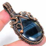 Black Tiger Eye Handmade Copper Wire Wrap Jewelry Pendant 2.64 t6n48