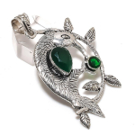 Green Onyx, Diopside Handmade 925 Sterling Silver Jewelry Pendant 2.56 f0j51