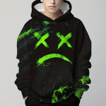 8. Uudsus, kurva n&auml;oga 3D-prindiga poiste vabaaja pulloveriga pikkade varrukatega kapuuts, poiste dressipluus kevads&uuml;giseks, laste pusad v&auml;ljas 140