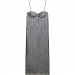 Zara &Uuml;hev&auml;rviline Tekstuuriga Seljast Avatud Lihtne Midi Slip-kleit Naiste Kleidid Hall 8700518-802 S