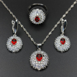 Uus S&otilde;rmus Kaelakee K&otilde;rvar&otilde;ngad Kolmeosaline Komplekt Laine Ehted Lill Kujuline Tsirkoon Komplekt Euroopa ja Ameerika Pruut Size 10 ring three-piece set