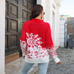 S&uuml;gis- ja talvine naiste kampsun J&otilde;ulukampsun Snowflake Jacquard Lantern varrukas avara kootud kampsun L