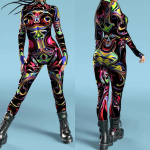 3D digitaaltr&uuml;kk Lavakost&uuml;&uuml;mid T&auml;iskasvanutele Halloweeni &Uuml;ritused Karnevali Teemapidu Cosplay Riietus M&auml;ngimine Jumpsuit Adults S