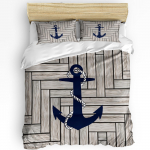 Nautical Anchor Ship Lighthouse Whale Art 3 tk voodipesukomplekt kaheinimesevoodile kodutekstiilist tekikott tekikate padjap&uuml;&uuml;r EU single(135x200cm)