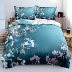Klassikalised tekikatted Lilleline Sinine Kuldne Voodipesukomplekt Tekikate Voodikomplekt Tekikate Padjap&uuml;&uuml;r Tekk Kuninga Suurus Kuninganna Suurus Poisid 180X210cm-3pcs
