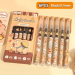 6 tk Kawaii armas Capybara geelpliiatsi komplekt Multikas kiiresti kuivav pressimine neutraalsed pastakad Esteetilised kirjatarbed kooli kontoritarbed