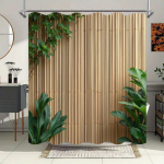 Troopiline Aiamaja Du&scaron;ikardin - Bambusaaed, Rikkalik Roheline Lehestik, Pol&uuml;ester, Rahulik Vannitoa Sisustus, Looduslik Atmosf&auml;&auml;r W180xH200cm brown