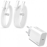 Chargeur Rapide USB-C 45W + C&acirc;ble 1M+1.8M pour Samsung Galaxy S25 Ultra/S25 Edge/S25+/S25 FE - Blanc