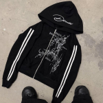 Euroopa ja Ameerika y2k tumeda stiili gooti t&auml;navapungi isiksus meeste ja naiste lukuga kapuutsiga dressipluus S must