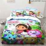 Gabby nukumaja voodipesukomplekt Kawaii voodipesukomplekt &Uuml;heinimese Kaheinimese suurus Kodu dekoratsioon T&uuml;drukutele Lastele Joonisfilm Armas Kass Tekikotikomplekt cot size70x133cm2pc
