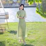 Orhideeroheline Suvi 2025 Cheongsam: Hiina stiilis noore t&uuml;druku Ao Dai teer&otilde;ivastus &uuml;likooli l&otilde;petamisele saatmiseks L roheline